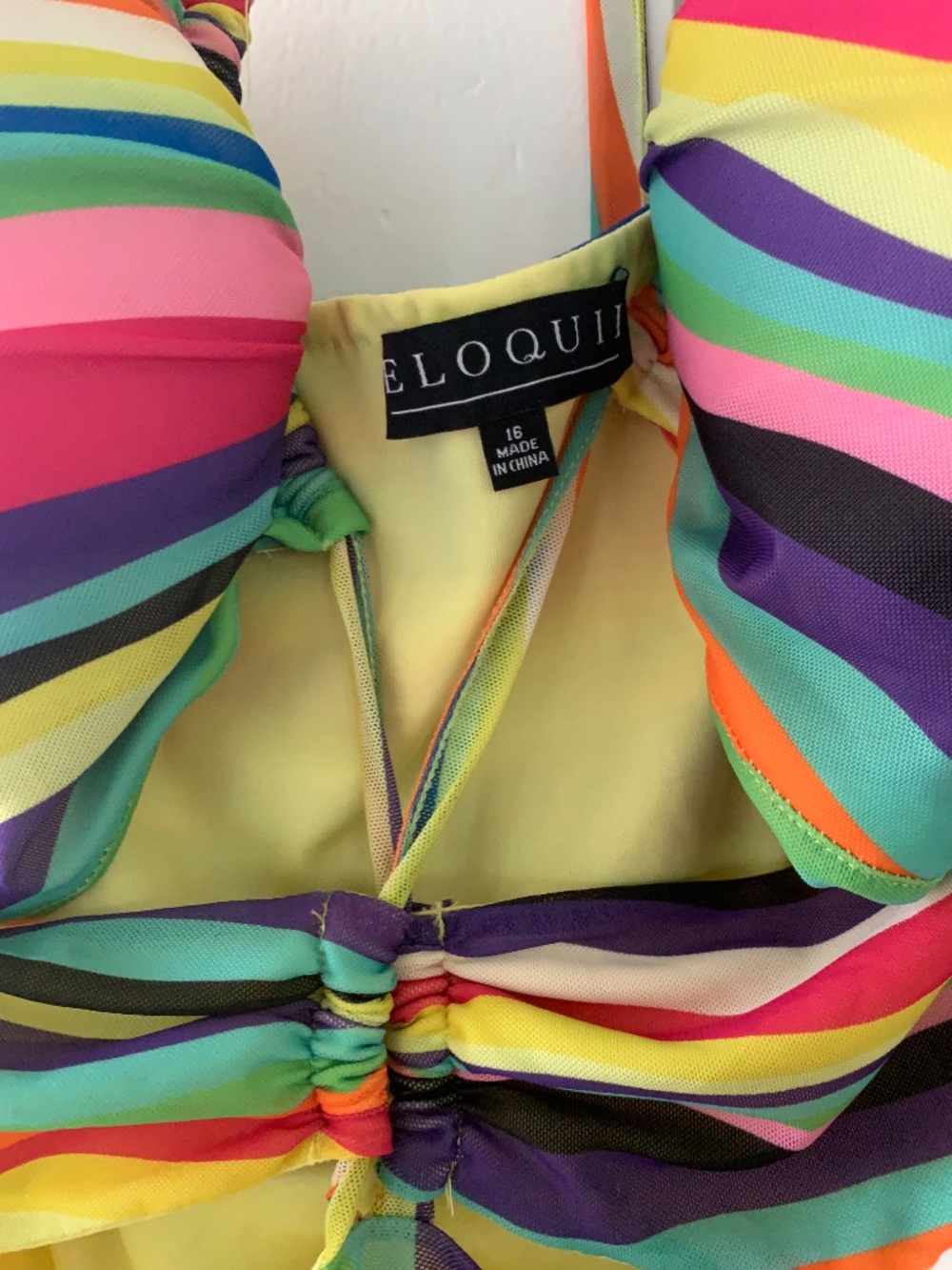 ELOQUII Liquid Rainbow Stripe Halter Cutout Mesh Maxi Dress 16 - Picture 6 of 10